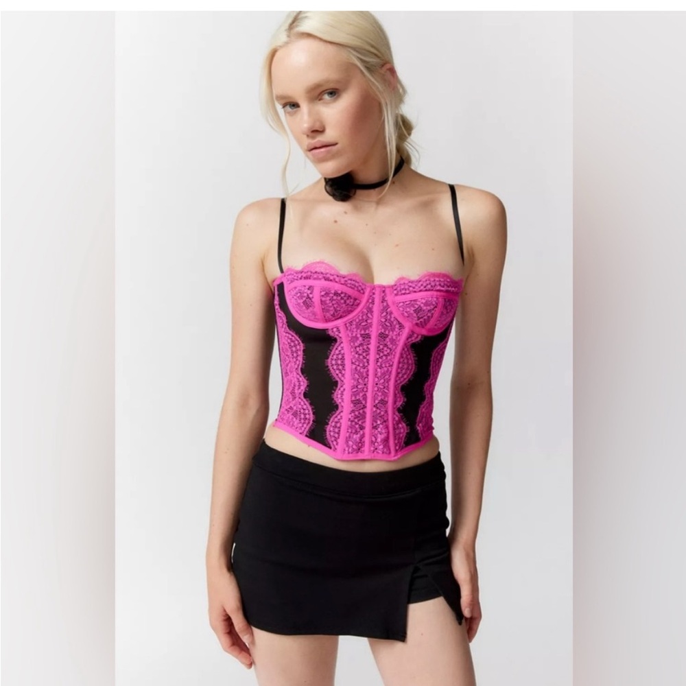 Under Outfitters Pink Lace Bustier Top